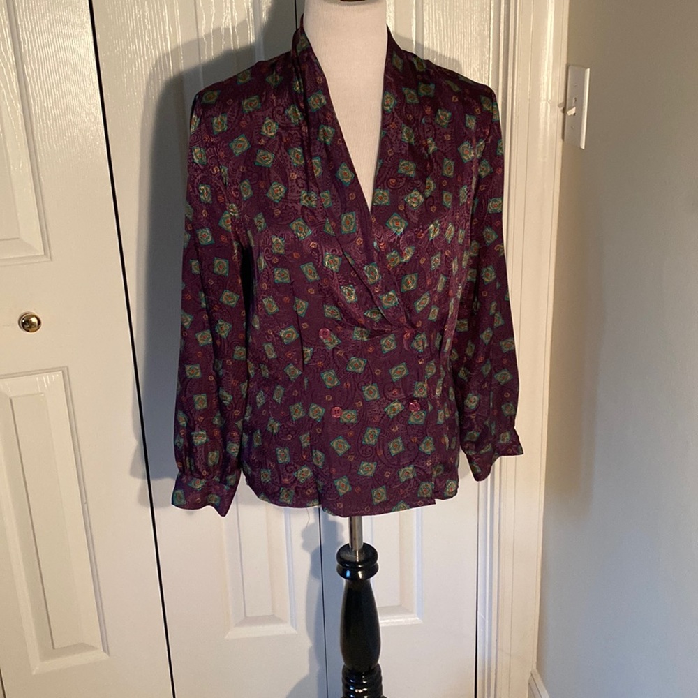 Vintage 1990s La Chine by Galinda Wang Royal Purple Blouse